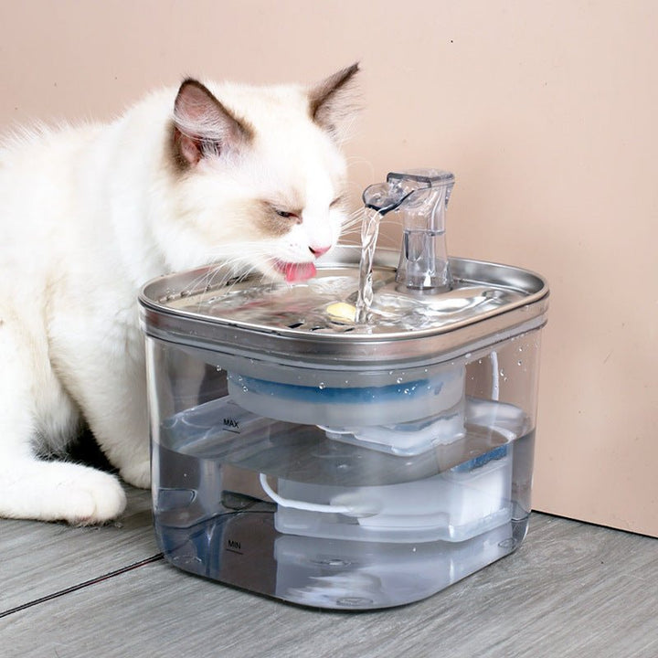 Stainless Steel Pet Water Fountain – 2L Auto-Circulating Cat & Dog Dispenser - PawMaterial